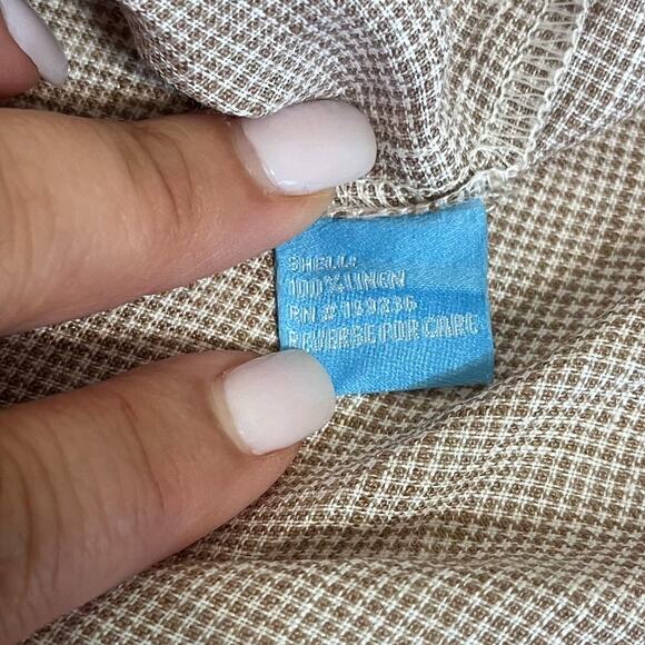 J McLaughlin 100% Linen Women Shirt Large Brown Boxy Boho Artsy Lagenlook Resort - Picture 7 of 8